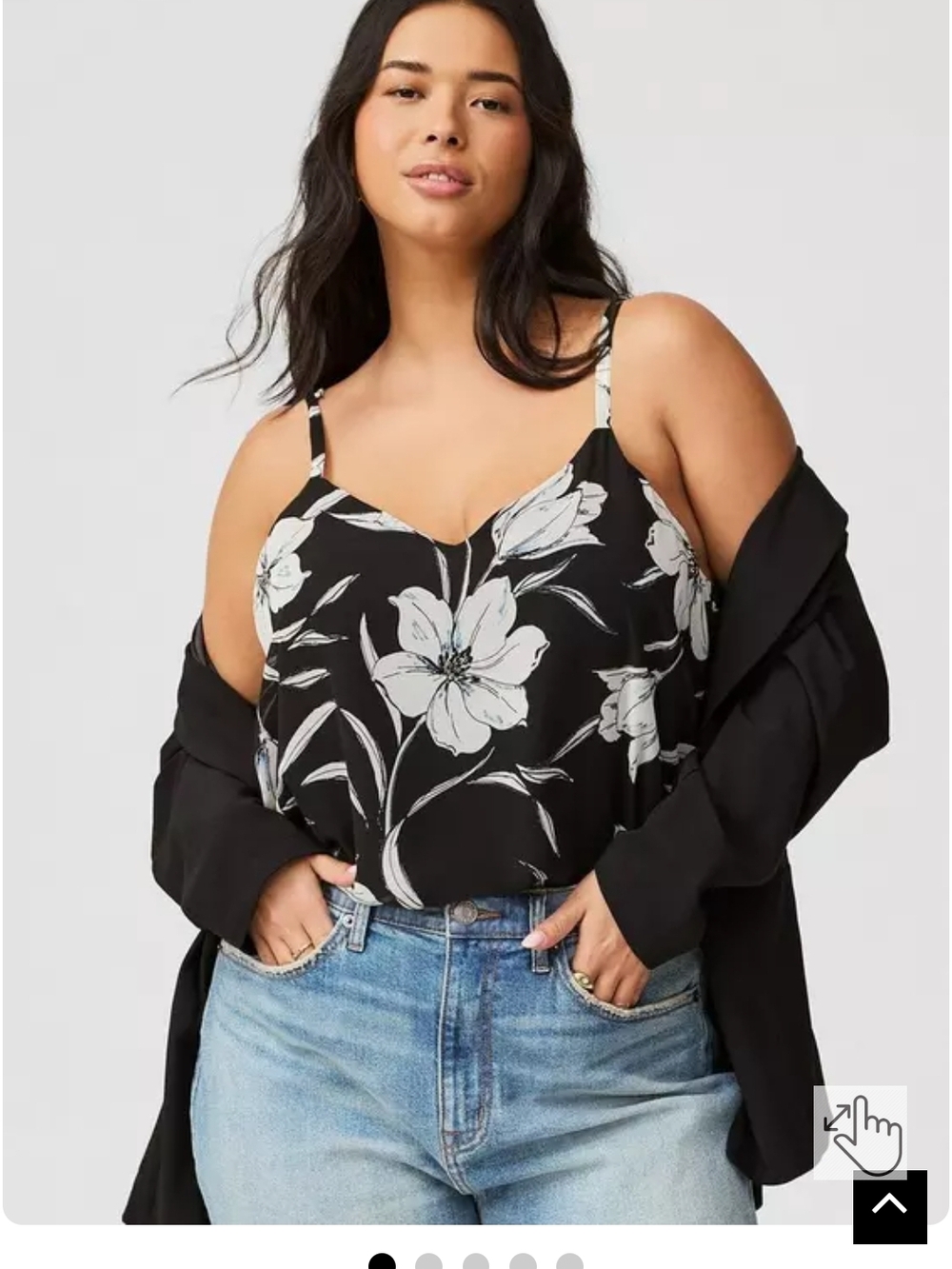 Torrid Black Floral Sophie Cami with Cream Blooms - Picture 2 of 7